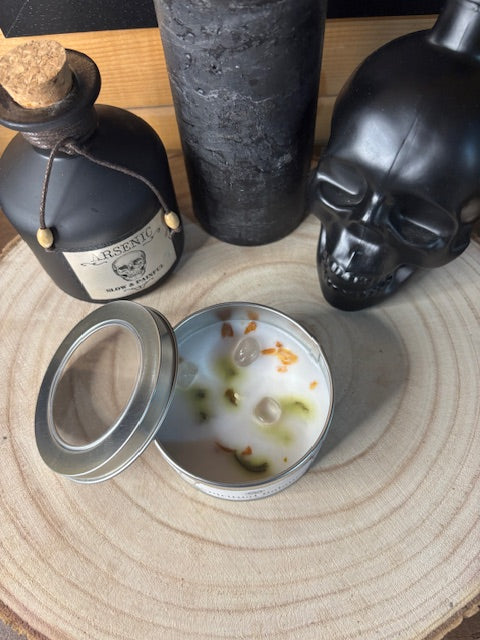 Bougie" Equilibre Spirituel" Cristal de Roche, Jasmin