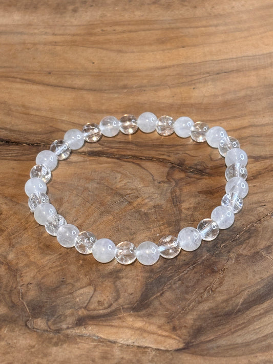 Pierre de Lune Bleuté et Quartz craquelés (Cristal de Roche)