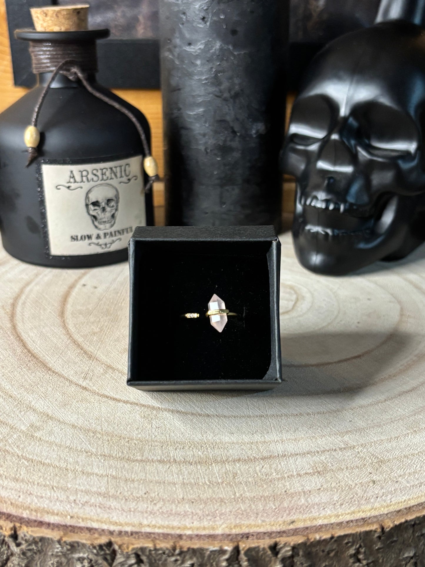 Bague or Quartz Rose