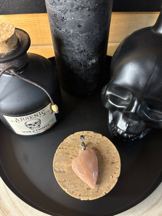 Pendentif Cœur Pierre de lune Rose